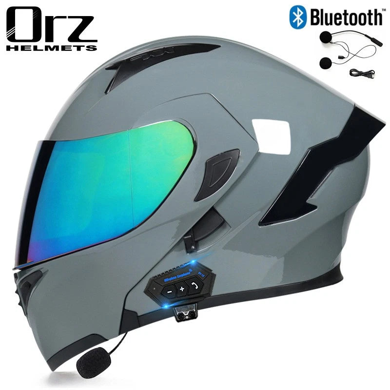 Bluetooth Flip Up Modular Motorbike Helmet Dual Lens Motorcycle Helmet DOT