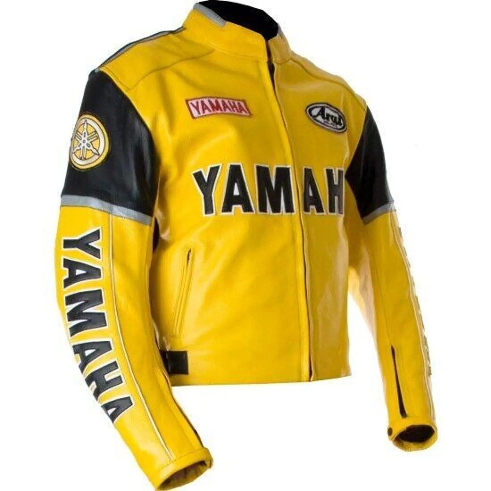 New Men's Yamaha Motorcycle Racing Jacket Cowhide Leather Motorbike Biker Jacket