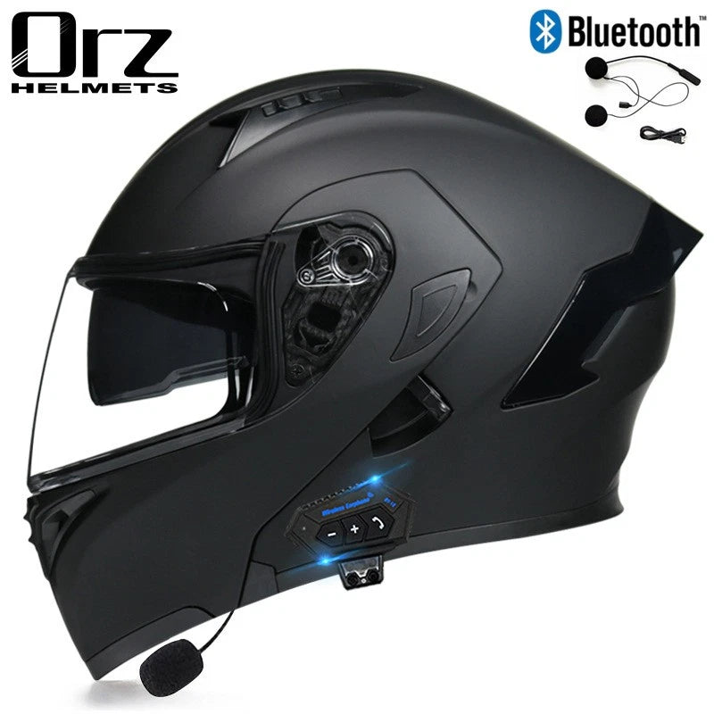 Bluetooth Flip Up Modular Motorbike Helmet Dual Lens Motorcycle Helmet DOT