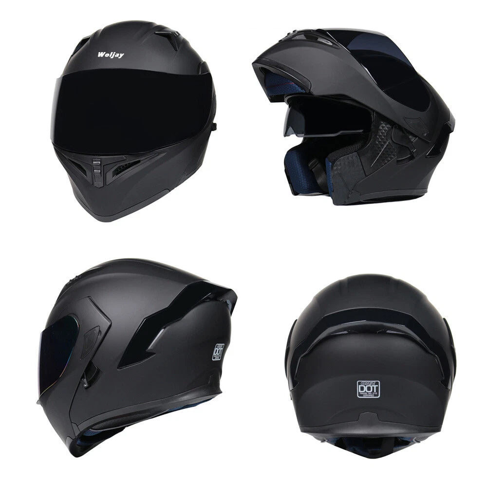 Full Face Flip Up Motorcycle Helmet Modular Integrated Motorbike Dual Visor DOT